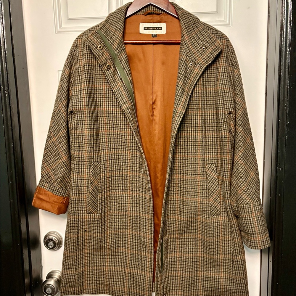 Vintage Plaid Sherlock Holmes Style Wool Blend Coat womens size Small